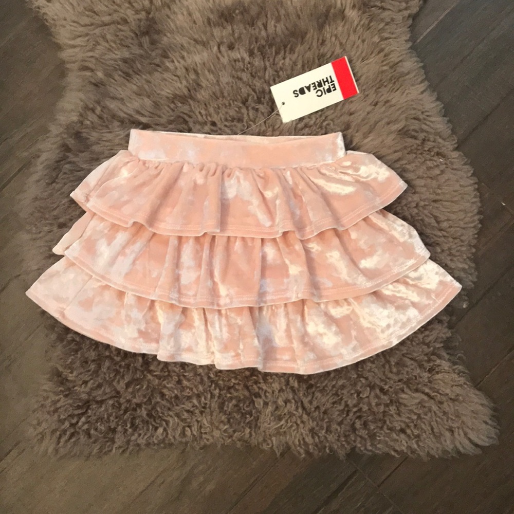 New! Pink ruffle skirt. Velvet looking material